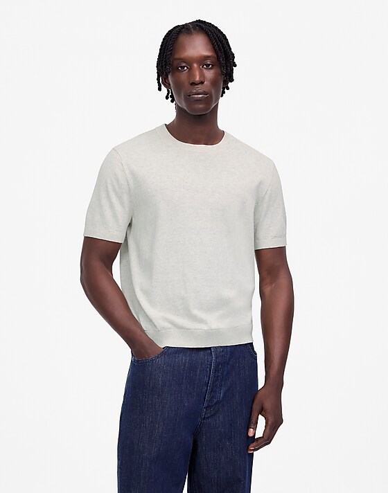 Madewell Cotton Crewneck Sweater Tee Heather Oat