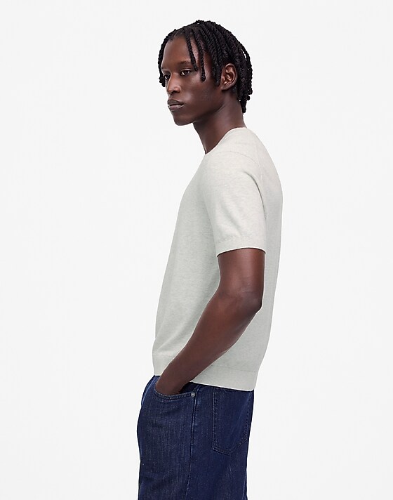 Madewell Cotton Crewneck Sweater Tee Heather Oat