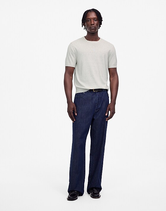 madewell Cotton Crewneck Sweater Tee heather oat