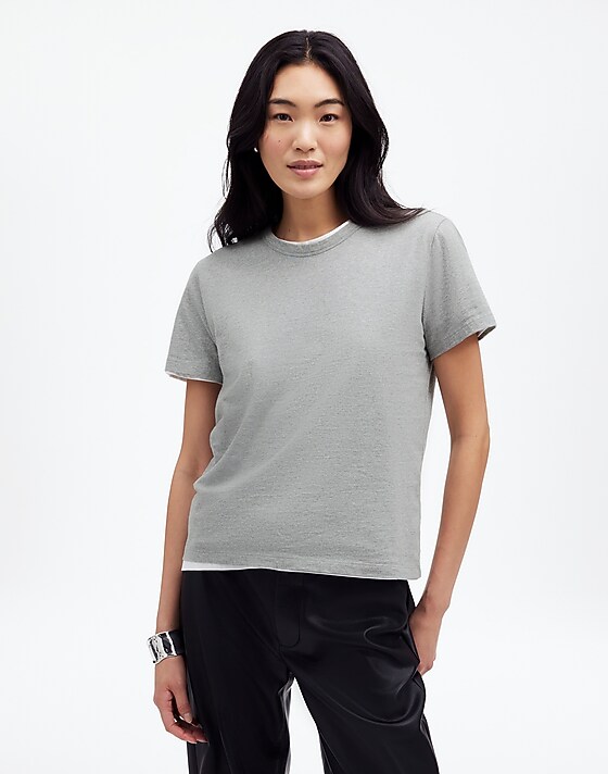 Madewell Cotton Perfect Crewneck Tee Hthr Ash Grey