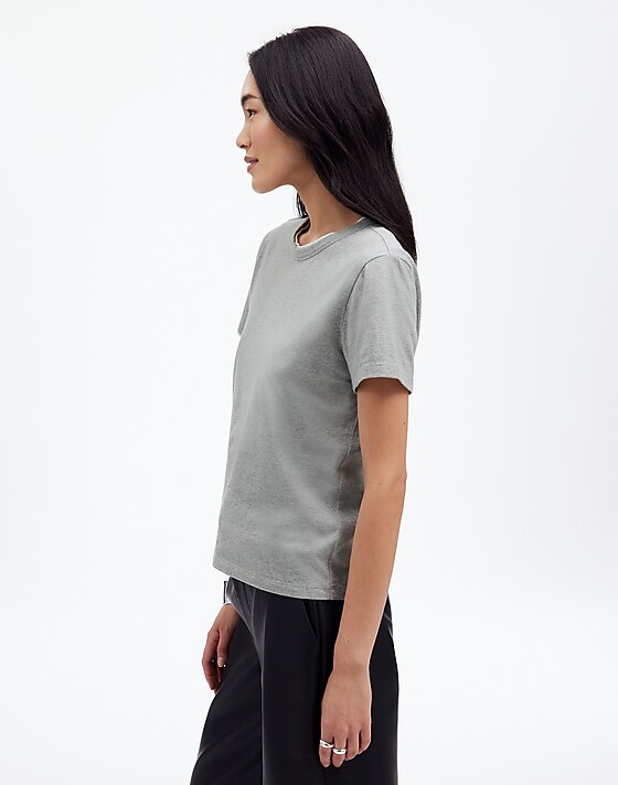 Madewell Cotton Perfect Crewneck Tee Hthr Ash Grey