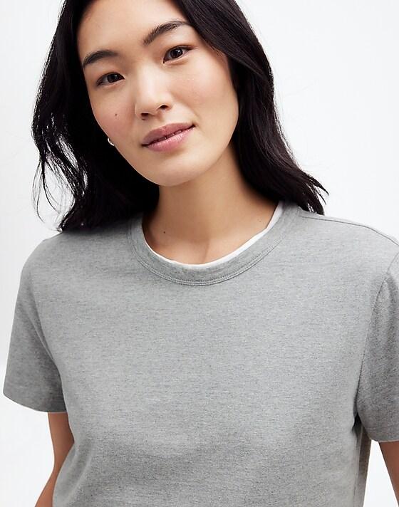 madewell Cotton Perfect Crewneck Tee hthr ash grey
