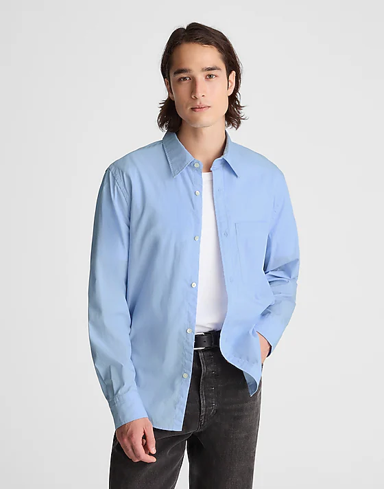 madewell Cotton Poplin Button-Up Shirt french blue