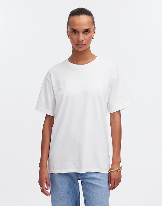 madewell Cotton Relaxed Oversized Tee eyelet white