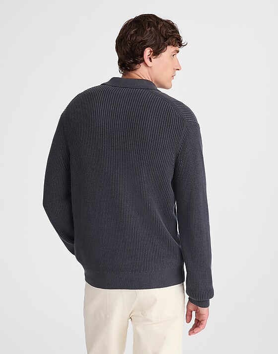 Madewell Cotton Shaker-Stitch Polo Obsidian Blue