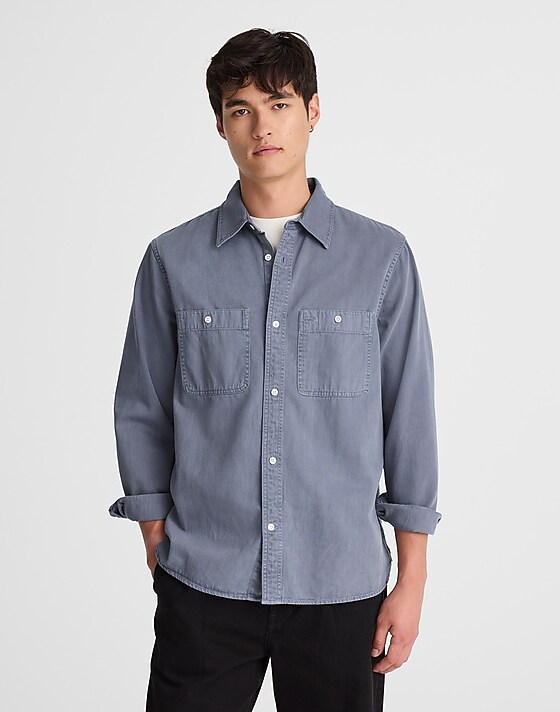 Madewell Cotton Work Shirt Sunfaded Indigo