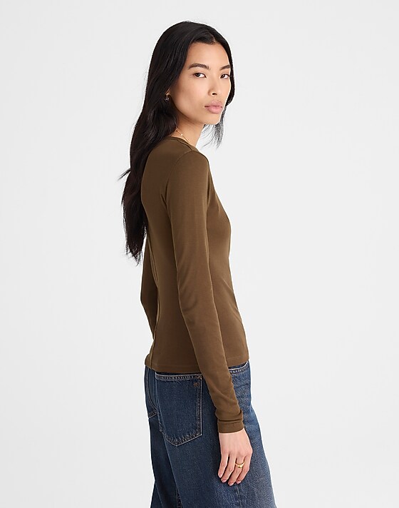 Madewell Crewneck Long-Sleeve Tee Dark Mocha