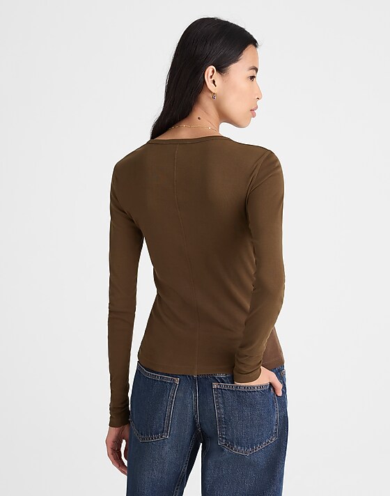 Madewell Crewneck Long-Sleeve Tee Dark Mocha