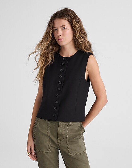madewell Crewneck Shell Vest jet black