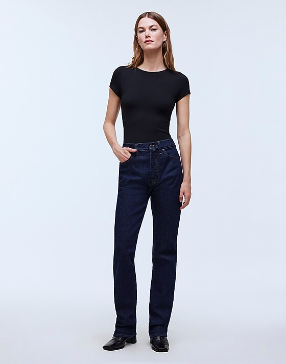 Madewell Crewneck Thong Bodysuit True Black