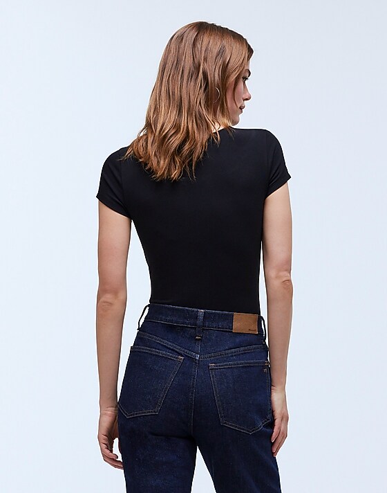 Madewell Crewneck Thong Bodysuit True Black