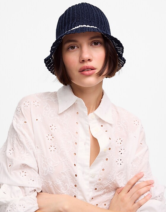 Madewell Crocheted Bucket Hat Dark Navy