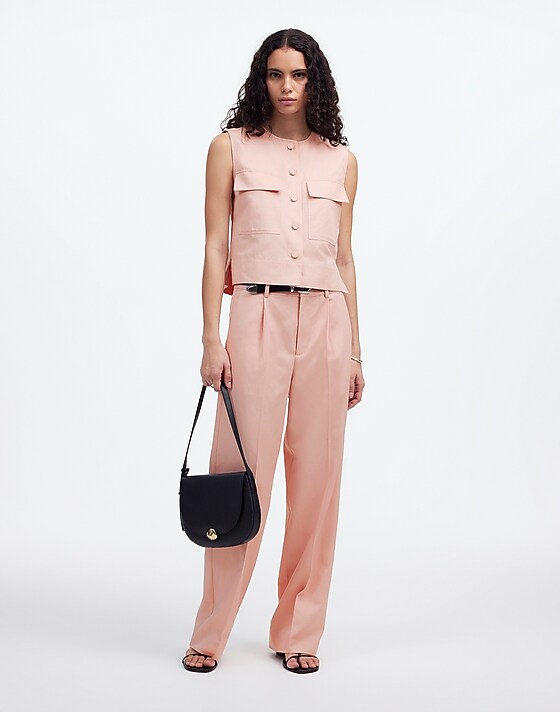 Madewell Crop Cargo-Pocket Crewneck Top Pale Blush