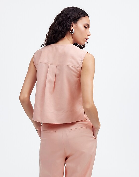 Madewell Crop Cargo-Pocket Crewneck Top Pale Blush