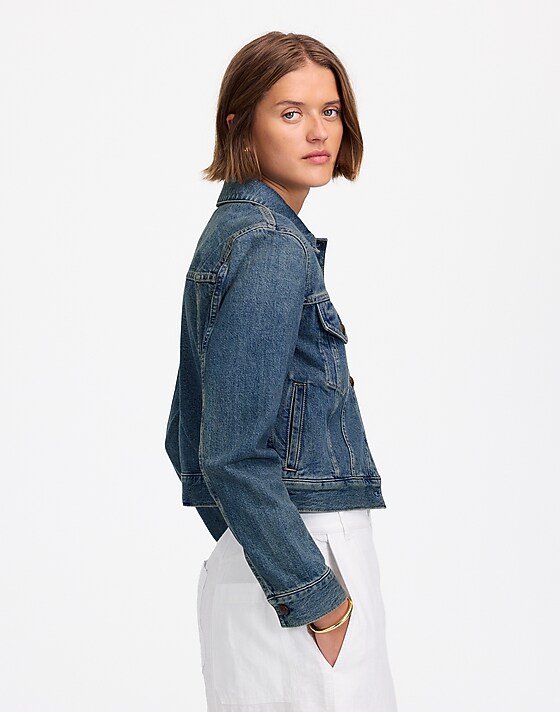 Madewell Crop Jean Trucker Jacket Croswell Wash