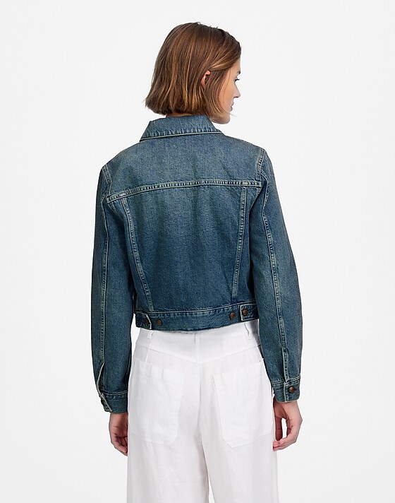 Madewell Crop Jean Trucker Jacket Croswell Wash