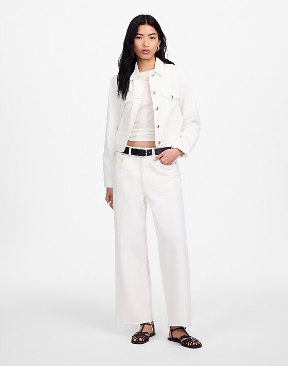 Madewell Crop Jean Trucker Jacket Pure White