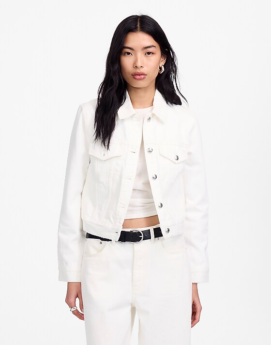 madewell Crop Jean Trucker Jacket pure white