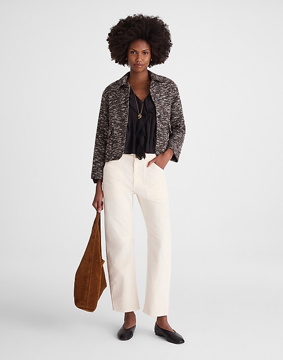 Madewell Cropped Chore Jacket Brown Multi