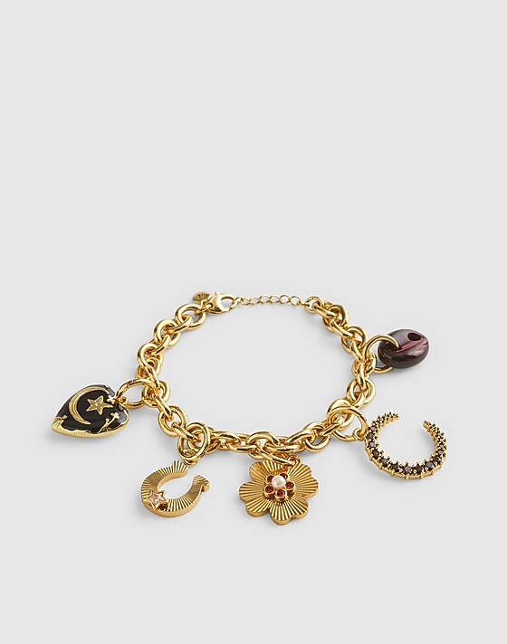 Madewell Crystal Moon Charm Antique Gold