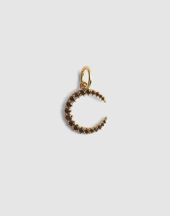 madewell Crystal Moon Charm antique gold