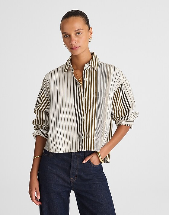 Madewell Curve-Hem Shirt In Poplin Lighthouse