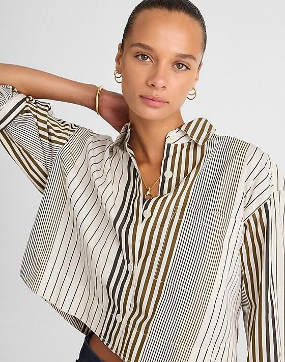 madewell Curve-Hem Shirt in Poplin lighthouse