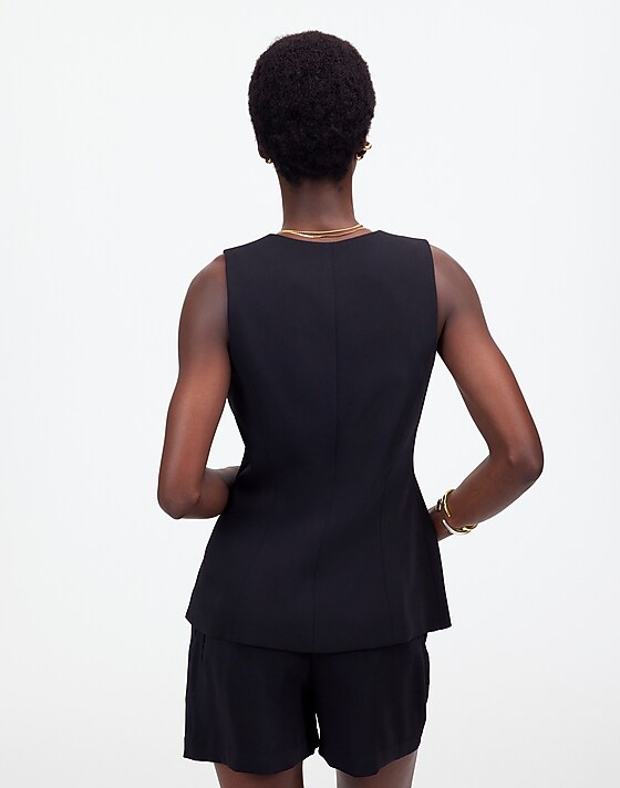 Madewell Cutaway Long Vest Jet Black