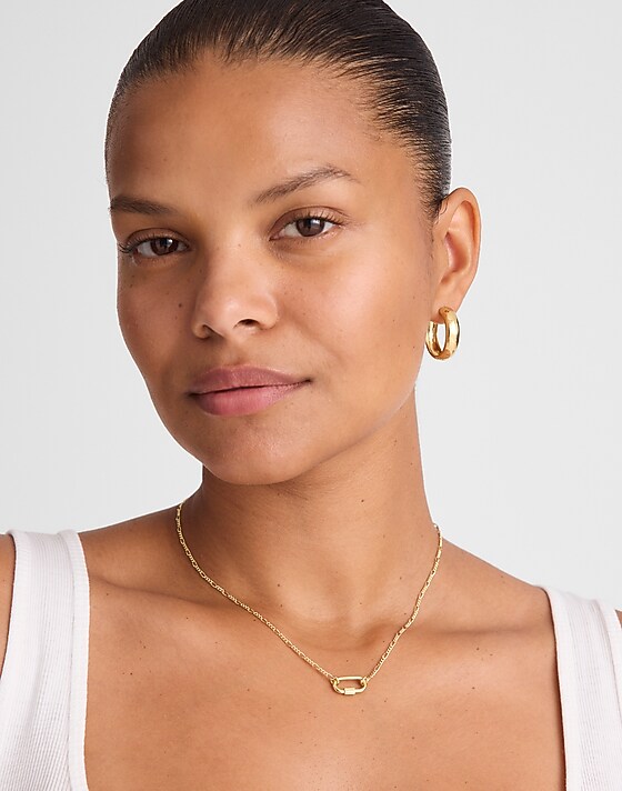 Madewell Dainty Carabiner Necklace Pale Gold