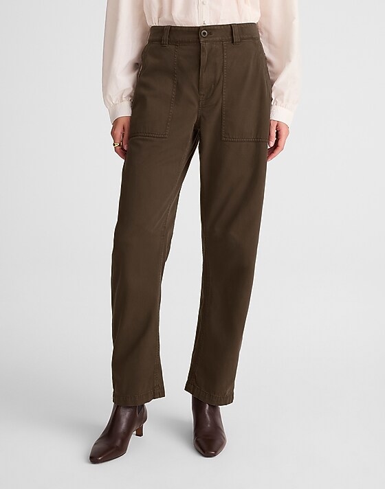 Madewell Darted Barrel-Leg Pants Field Olive