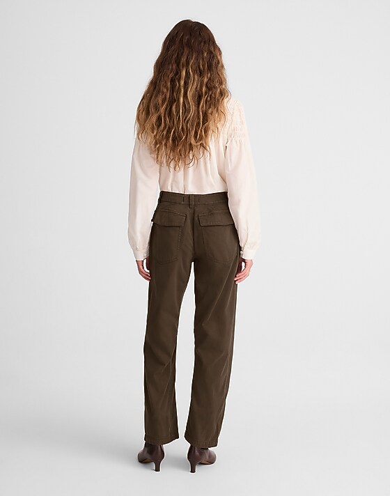 Madewell Darted Barrel-Leg Pants Field Olive