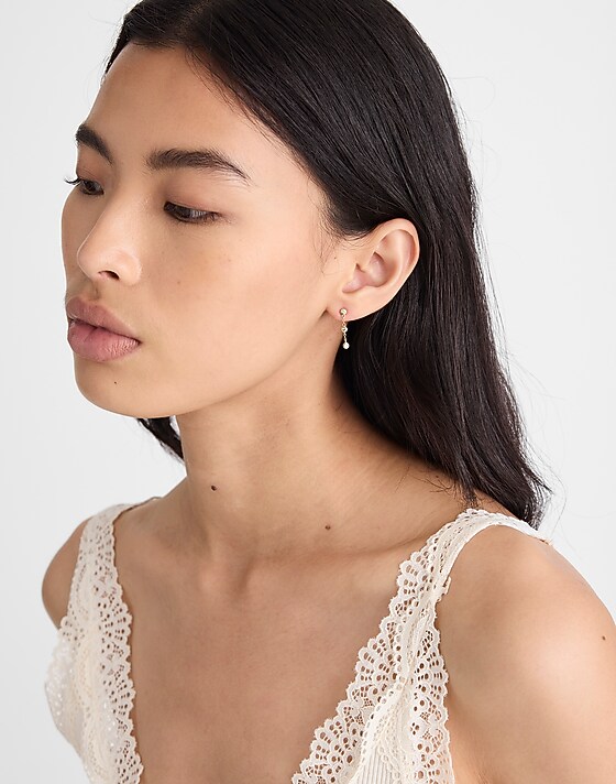 Madewell Demi-Fine Crystal Drop Earrings Clear
