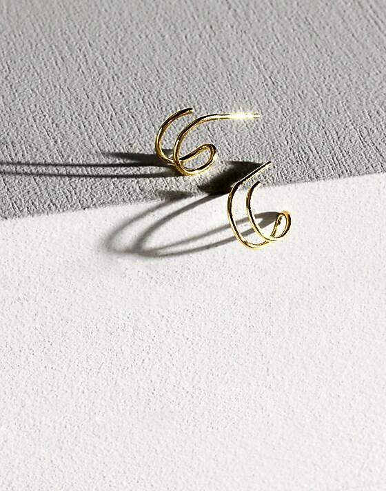 Madewell Demi-Fine Double Hoop Earrings 14k Gold