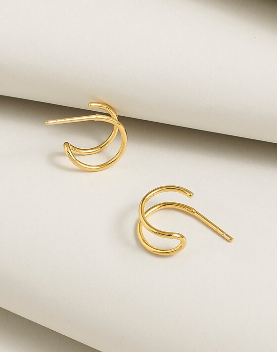 madewell Demi-Fine Double Hoop Earrings 14k gold