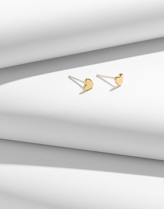 madewell Demi-Fine Heart Stud Earrings 14k gold