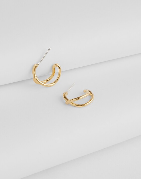 madewell Demi-Fine Knot Hoop Earrings 14k gold