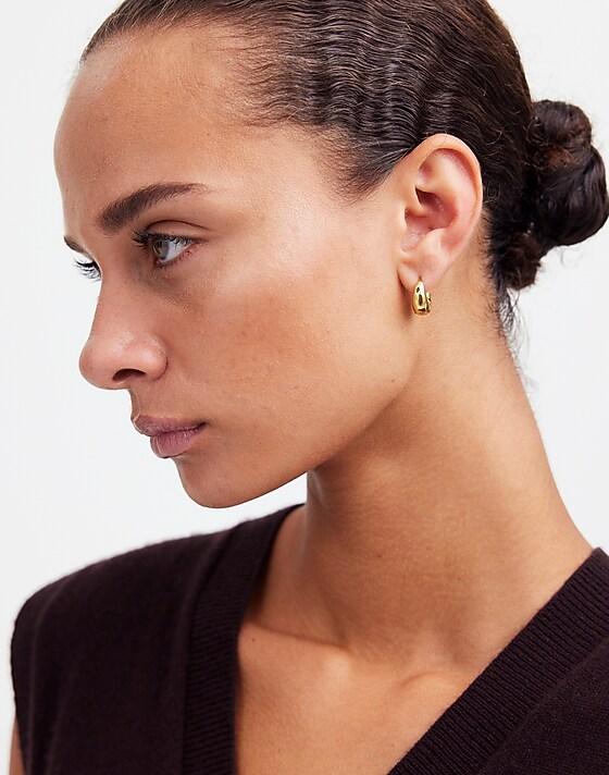 Madewell Demi-Fine Puffy Hoop Earrings 14k Gold