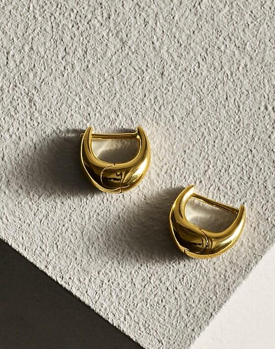 Madewell Demi-Fine Puffy Hoop Earrings 14k Gold