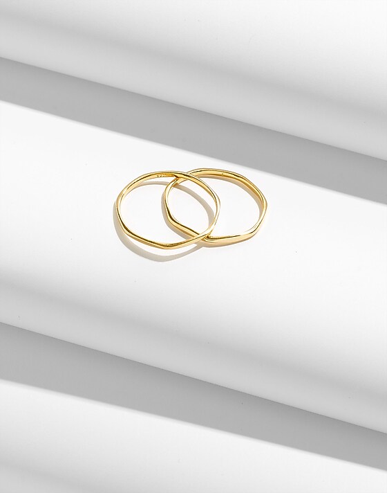 madewell Demi-Fine Skinny Ring Set 14k gold