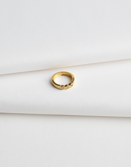 madewell Demi-Fine Triple Crystal Ring 14k gold