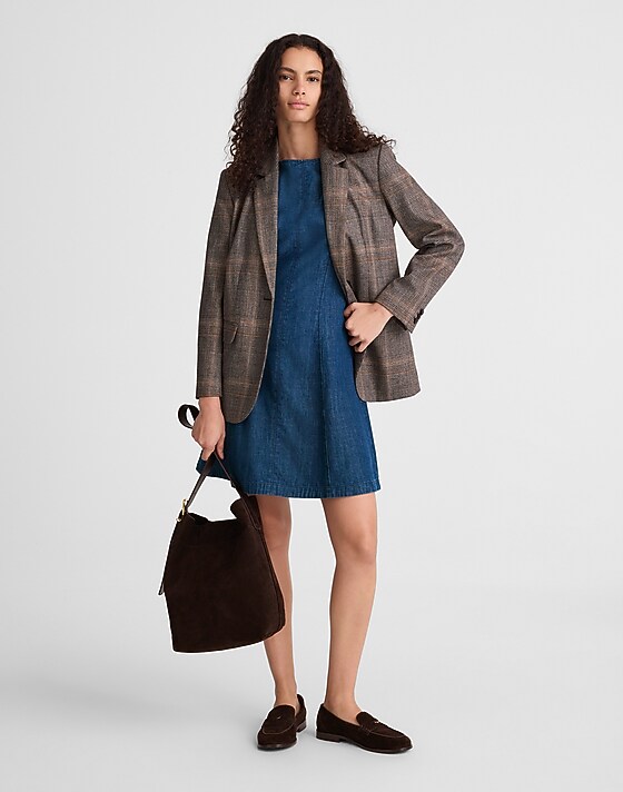 Madewell Denim Boatneck Mini Dress Plumville Wash