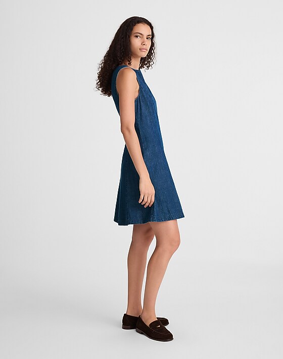 Madewell Denim Boatneck Mini Dress Plumville Wash