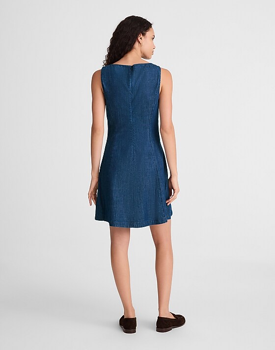 Madewell Denim Boatneck Mini Dress Plumville Wash