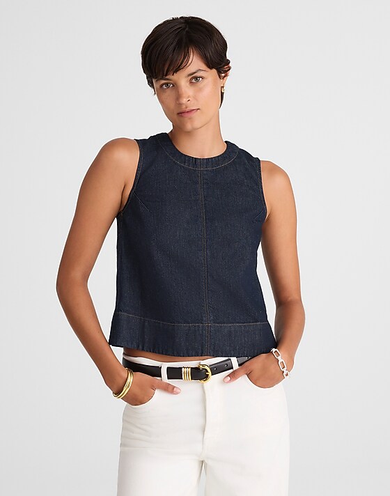 madewell Denim Boxy Shell Top rinse wash