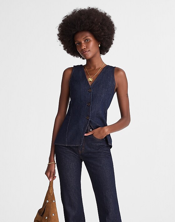 madewell Denim Cutaway Vest rinse wash