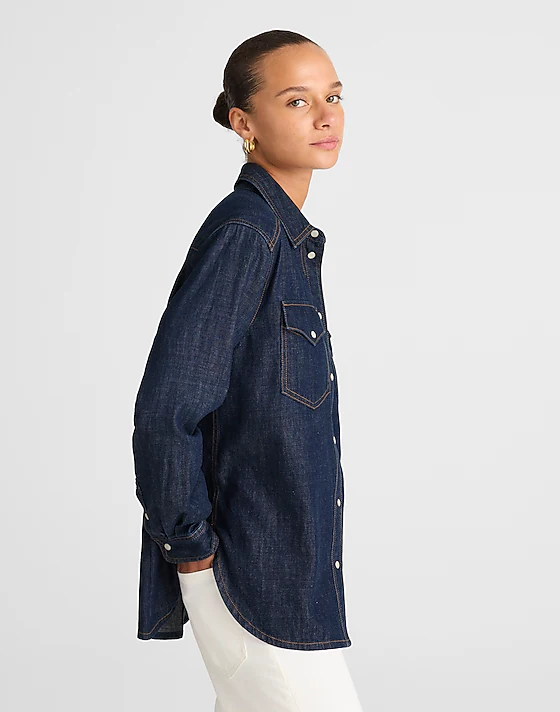 Madewell Denim Oversized Western Shirt Rinse Wash