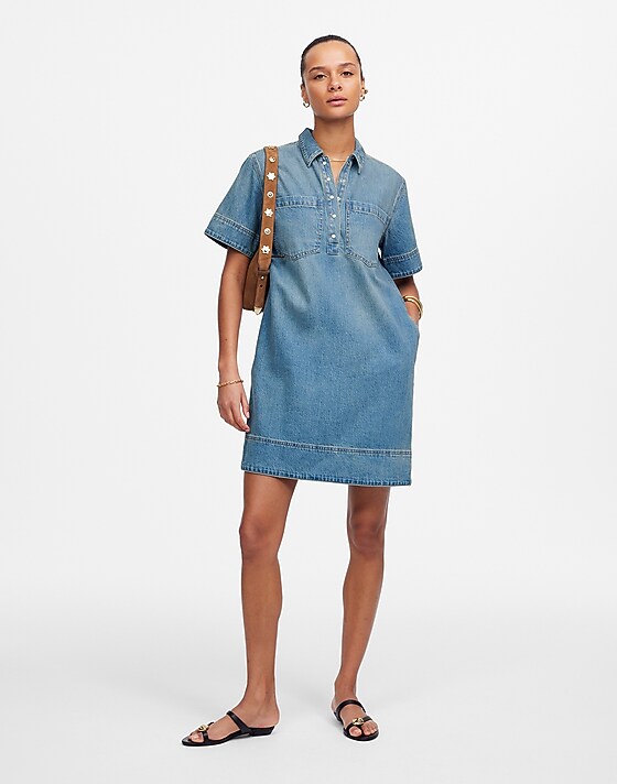 Madewell Denim Popover Dress Robertson Wash