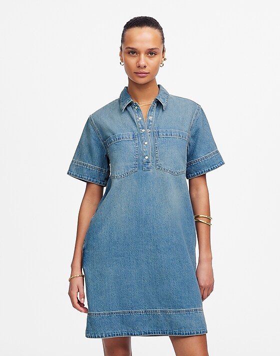 madewell Denim Popover Dress robertson wash