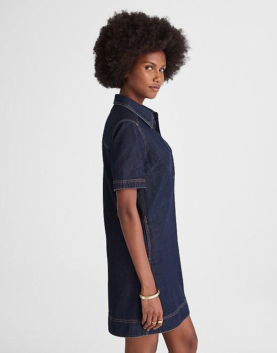 Madewell Denim Popover Mini Dress Rinse Wash