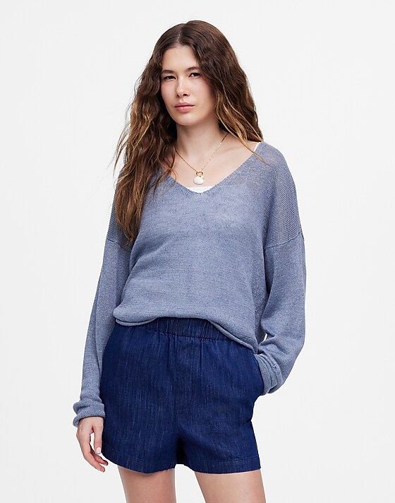 madewell Denim Pull-On Shorts bright rinse wash